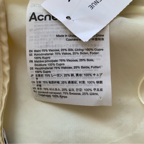 NWT Acne Studios Idella Satin Silk Button Midi Slip Skirt Butter Straw Yellow - Picture 10 of 11